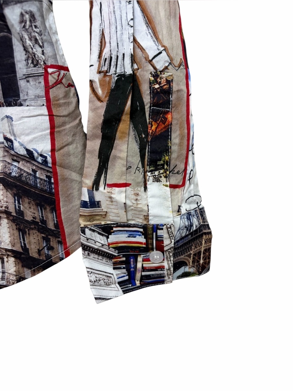 Karl Lagerfeld Paris graphic button up long sleeve shirt Eiffel tower - Picture 3 of 5